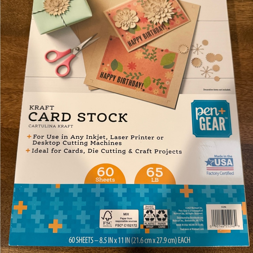 NWT. Unopened packaging. Kraft Cardstock pack of 60 sheets. 65 kraft paper